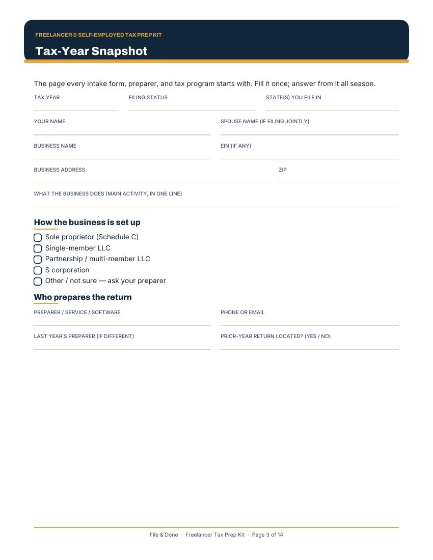 Freelancer & Self-Employed Tax Prep Kit — image 2